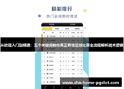 从欧冠入门到精通：五个关键词教你真正看懂足球比赛全流程解析战术逻辑